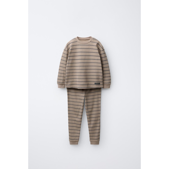 2-6 ЛЕТ/ПИЖАМА В ПОЛОСКУ ВАФЕЛЬНОЙ ТКАНЬЮ