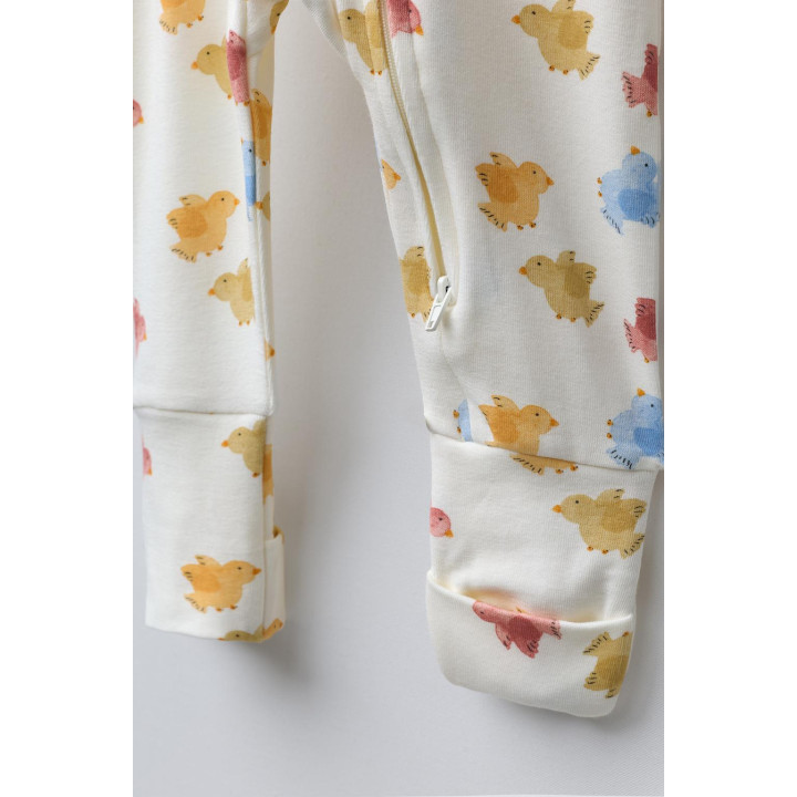 КОМБИНЕЗОН С ПРИНТОМ «ПТИЧКИ» И ТРАНСФОРМИРУЕМЫМИ СТУПНЯМИ