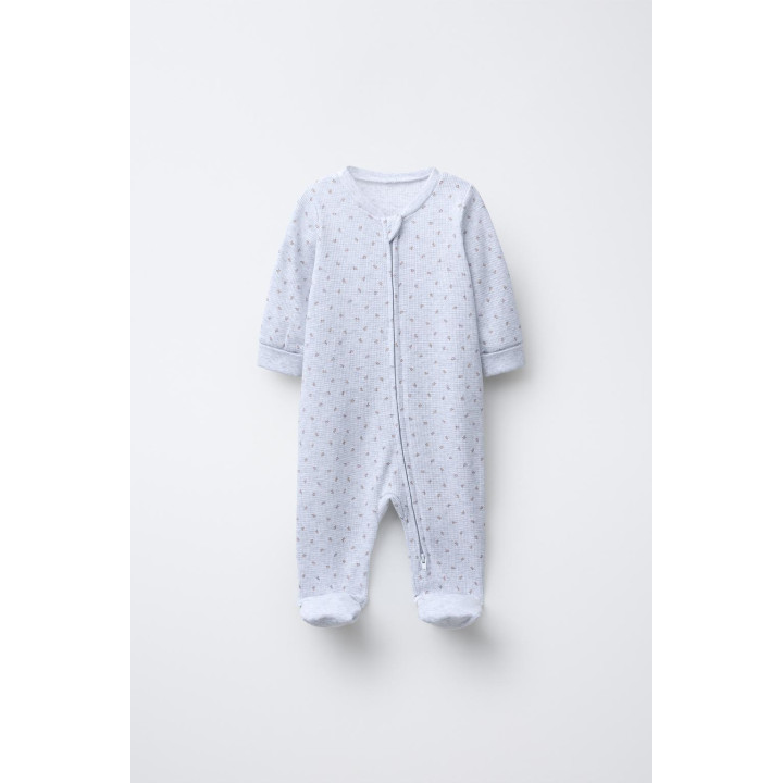 TWO-PACK OF FLORAL AND STRIPED FULL SLEEPSUITS WITH CONVERTIBLE FEET