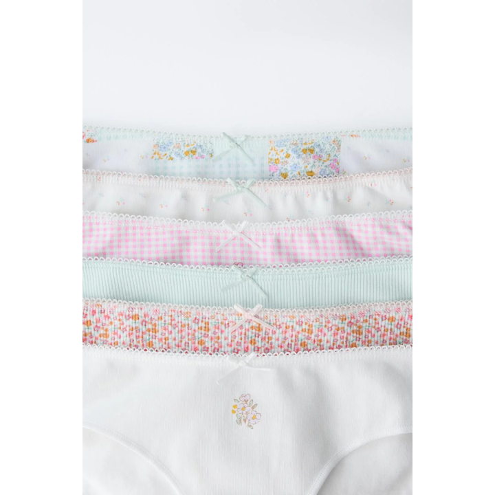 Трусы zara с аппликациями и цветочным узором, упаковка из шести штук, для возраста 6-14 лет