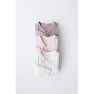 0-6 МЕСЯЦЕВ/ НАБОР ИЗ ТРЕХ БОДИ С ДЛИННЫМИ РУКАВАМИ И ВОРОТНИКОМ КИМОНО