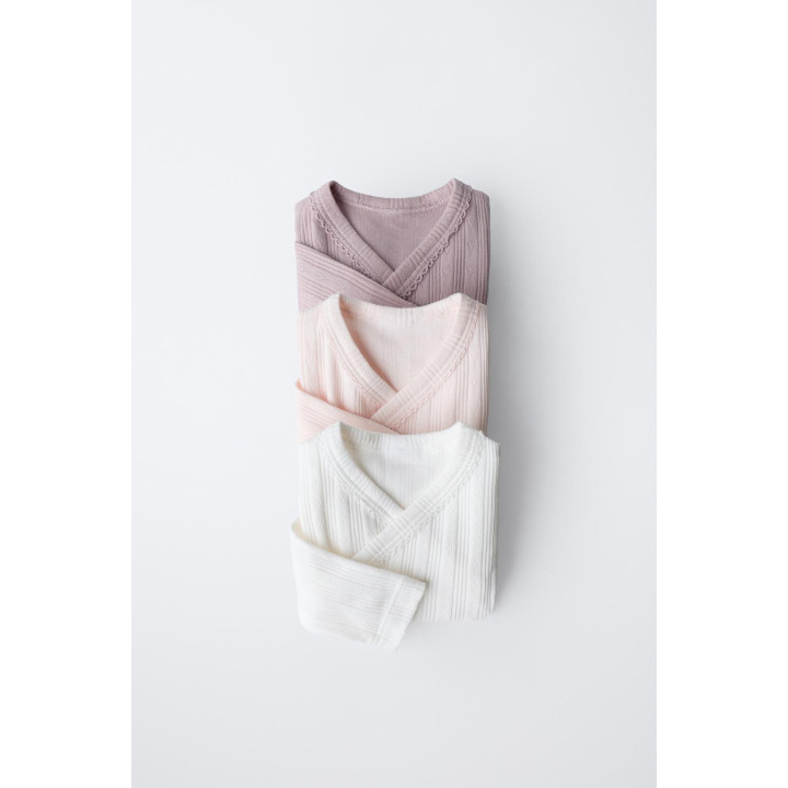 0-6 МЕСЯЦЕВ/ НАБОР ИЗ ТРЕХ БОДИ С ДЛИННЫМИ РУКАВАМИ И ВОРОТНИКОМ КИМОНО