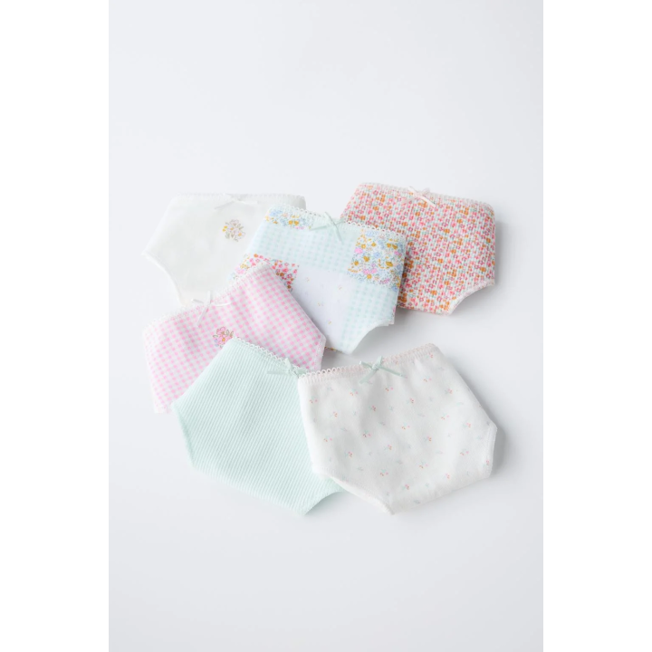 Трусы zara с аппликациями и цветочным узором, упаковка из шести штук, для возраста 6-14 лет