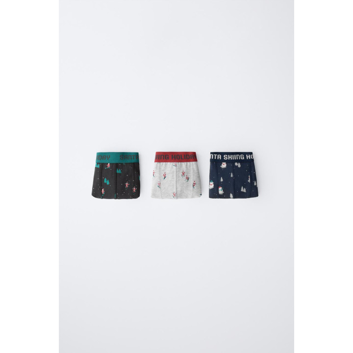 Набор из трех трусов с изображением санты и снеговика для возраста 6-14 лет