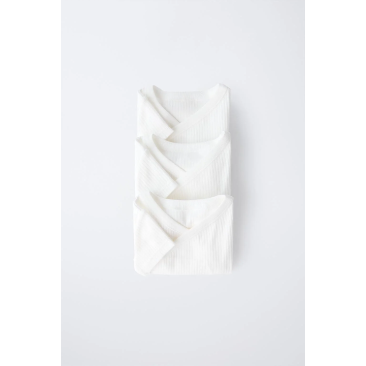 Тройной набор базовых боди с отложным воротником и короткими рукавами