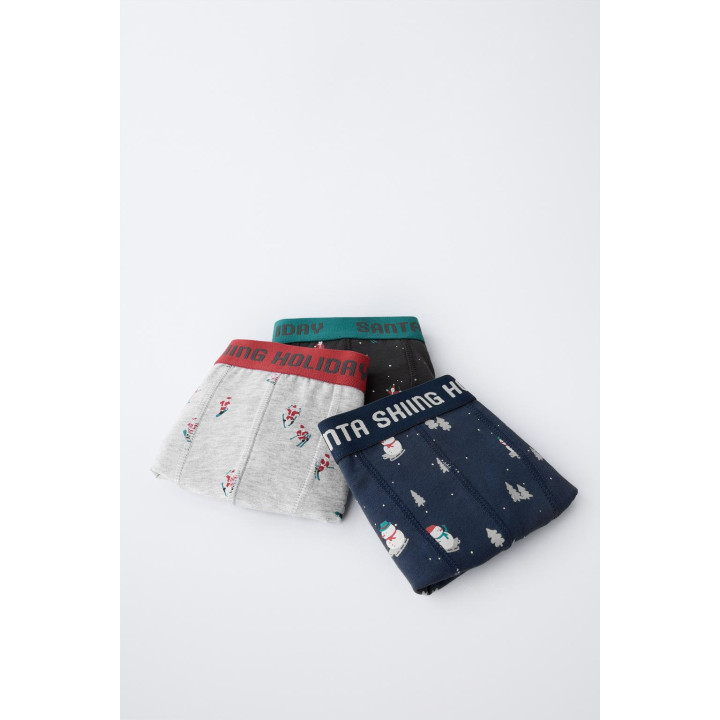 Набор из трех трусов с изображением санты и снеговика для возраста 6-14 лет