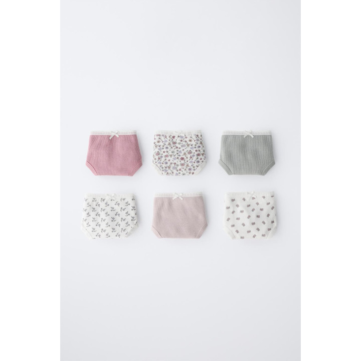 Трусы в цветочном принте, упаковка из шести штук для детей от 2 до 6 лет