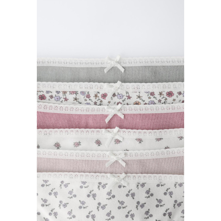 Трусы в цветочном принте, упаковка из шести штук для детей от 2 до 6 лет