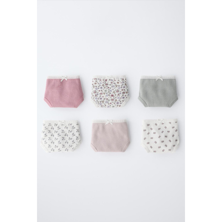 Трусы в цветочном принте, упаковка из шести штук для детей от 2 до 6 лет