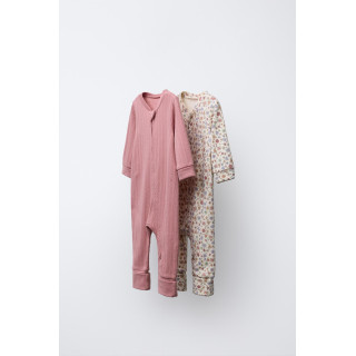 TWO-PACK OF FLORAL CONVERTIBLE FOOTED SLEEPSUITS