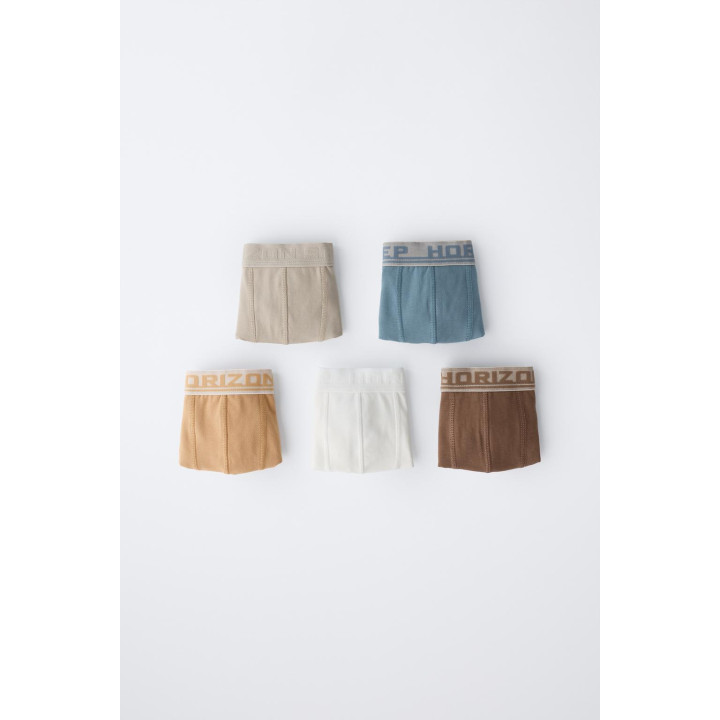 6-14 ЛЕТ/НАБОР ИЗ ПЯТИ ТРУСОВ-БОКСЕРОВ С ТИСНЕНЫМ ТЕКСТОМ