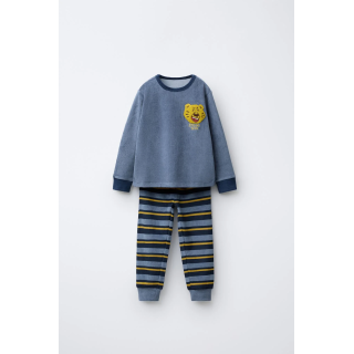 1 1/2-6 YEARS/ STRIPED TIGER VELOUR PYJAMAS