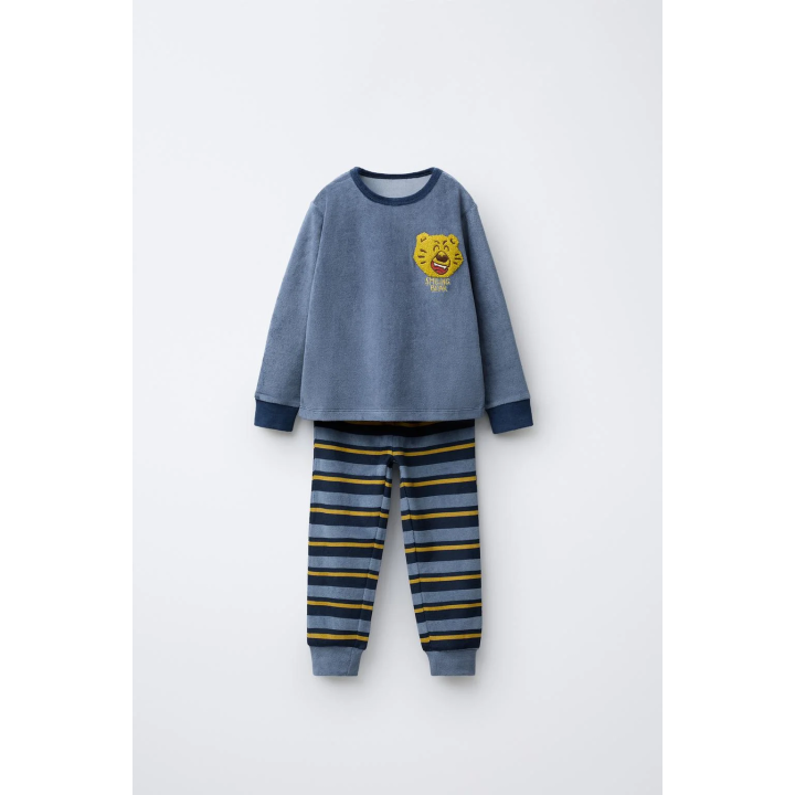 1 1/2-6 YEARS/ STRIPED TIGER VELOUR PYJAMAS