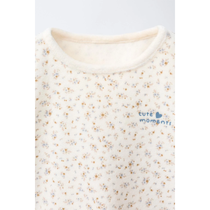 1 1/2-6 YEARS/ FLORAL VELOUR PYJAMAS