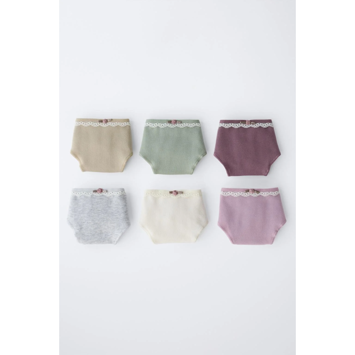 6-14 ЛЕТ/ НАБОР ИЗ ШЕСТИ ТРУСОВ С КРУЖЕВОМ