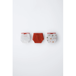 6-14 лет / трёхпарная упаковка трусов с рисунками деревьев и печеньками