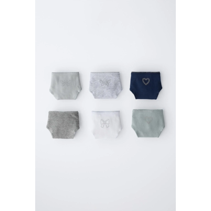 6–14 ЛЕТ/ НАБОР ИЗ ШЕСТИ ТРУСОВ СО СТРАЗАМИ РАЗНОЙ ФОРМЫ