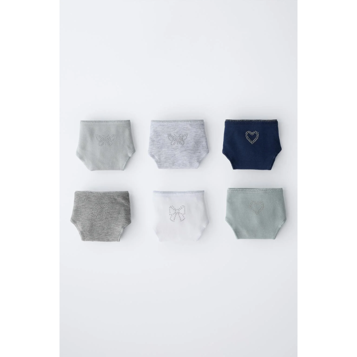 6–14 ЛЕТ/ НАБОР ИЗ ШЕСТИ ТРУСОВ СО СТРАЗАМИ РАЗНОЙ ФОРМЫ