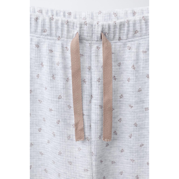 6-14 ЛЕТ/ВАФЕЛЬНАЯ ПИЖАМА С ЦВЕТОЧНЫМ ПРИНТОМ