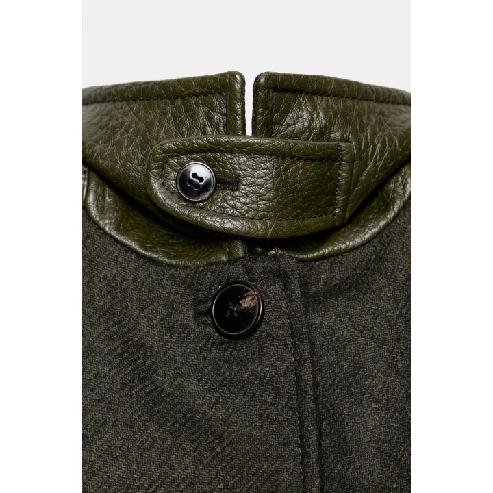 ПАЛЬТО ИЗ ШЕРСТИ С КОНТРАСТНЫМ ВОРОТНИКОМ И РУКАВАМИ «ШАР»