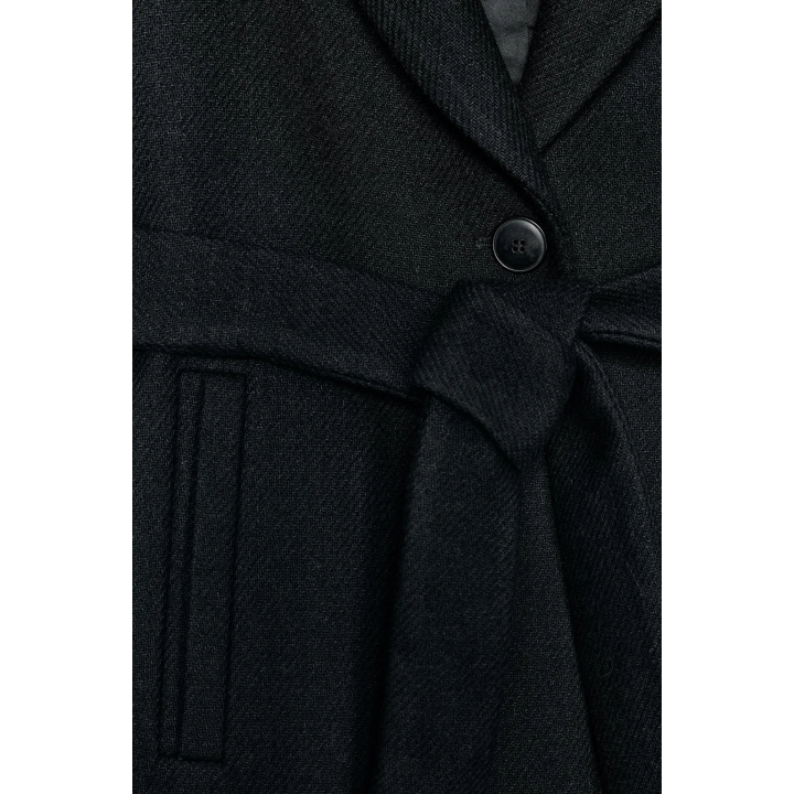 ПАЛЬТО ИЗ ШЕРСТИ С ЛАЦКАНАМИ ИЗ ИСКУССТВЕННОГО МЕХА И ПОЯСОМ