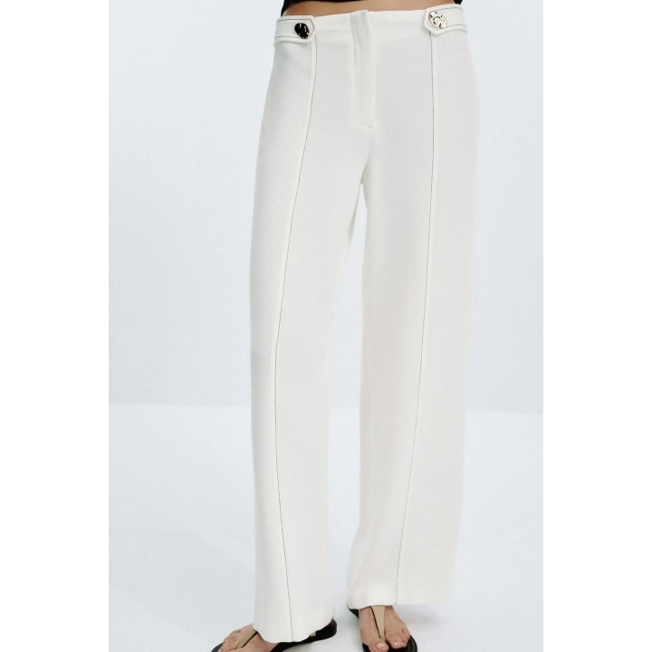 БРЮКИ СО ШЛЕВКАМИ И КОНТРАСТНОЙ СТРОЧКОЙ