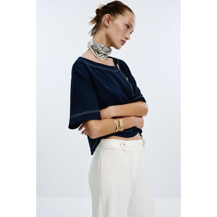 БРЮКИ СО ШЛЕВКАМИ И КОНТРАСТНОЙ СТРОЧКОЙ