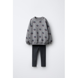 КОМПЛЕКТ ИЗ ТОЛСТОВКИ С ПРИНТОМ И ЛЕГИНСОВ В РУБЧИК