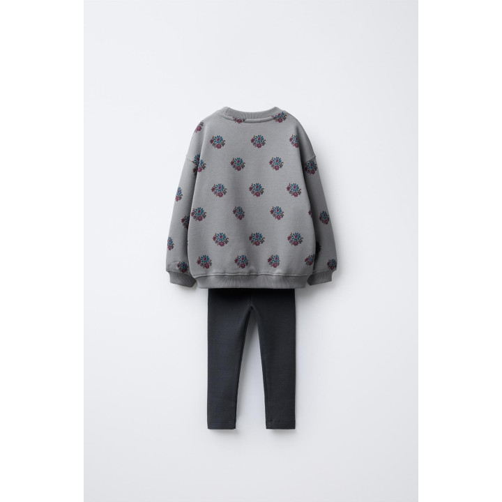 КОМПЛЕКТ ИЗ ТОЛСТОВКИ С ПРИНТОМ И ЛЕГИНСОВ В РУБЧИК