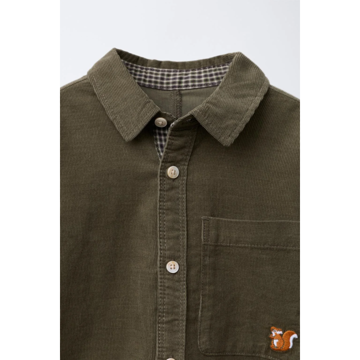 РУБАШКА ИЗ МИКРОВЕЛЬВЕТА С КАРМАНАМИ