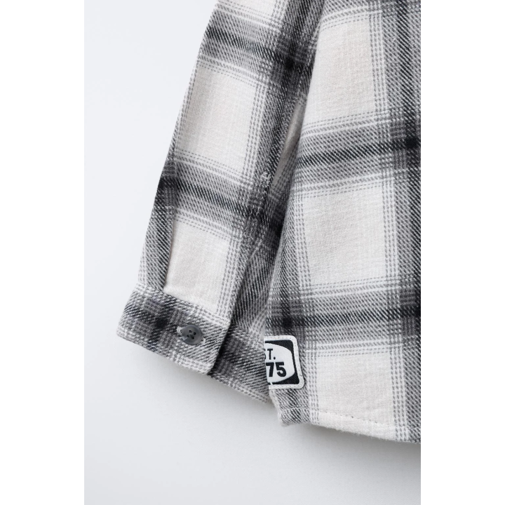 РУБАШКА В КЛЕТКУ С КАПЮШОНОМ ИЗ ФЛИСА