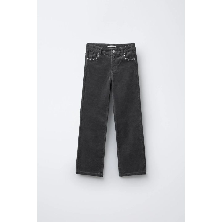 БРЮКИ STRAIGHT ИЗ ВЕЛЬВЕТА С ЗАКЛЕПКАМИ