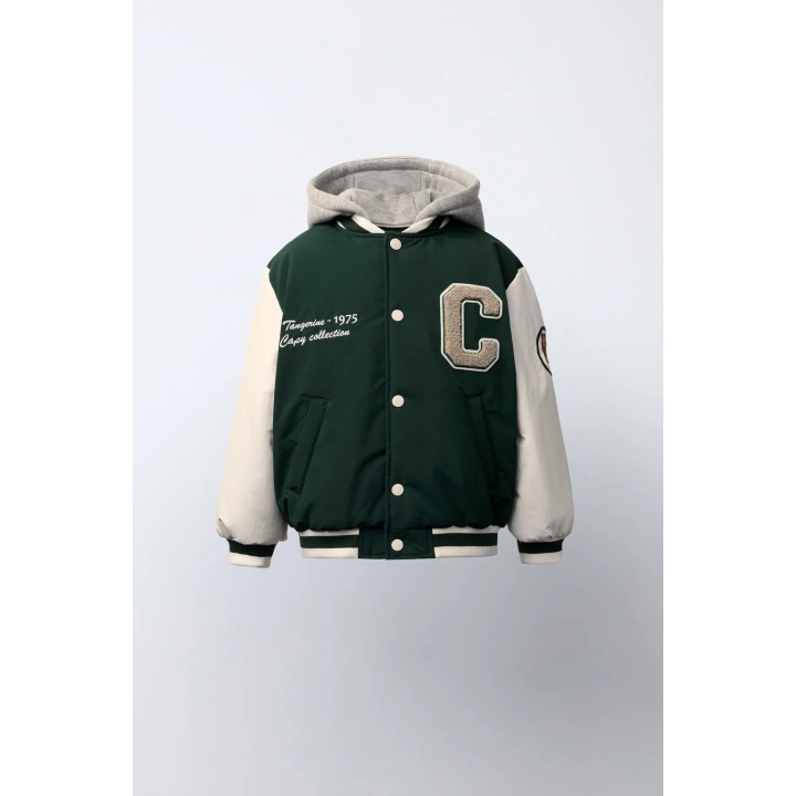 БОМБЕР СО СЪЕМНЫМ КАПЮШОНОМ И ФЛИСОВОЙ ПОДКЛАДКОЙ, НЕЙЛОН CAPIBARA CAPYFUN ©