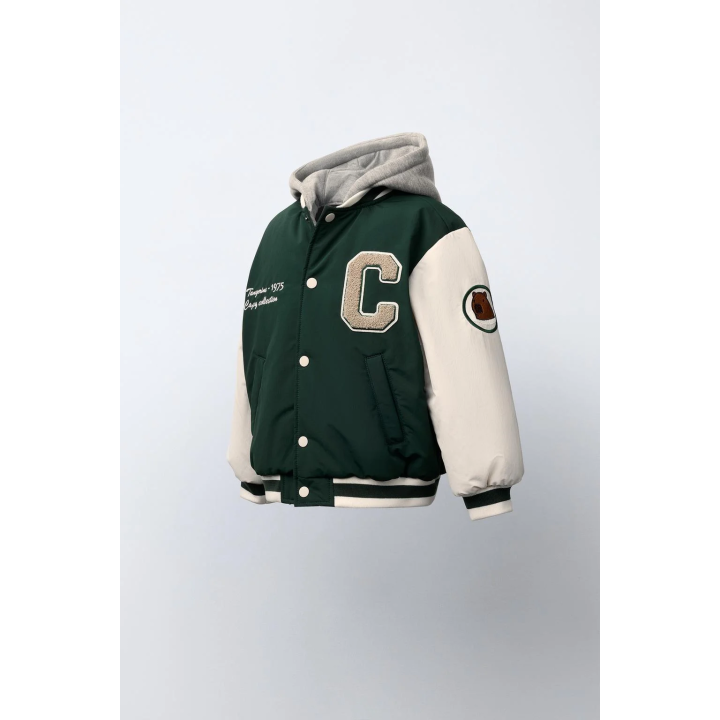 БОМБЕР СО СЪЕМНЫМ КАПЮШОНОМ И ФЛИСОВОЙ ПОДКЛАДКОЙ, НЕЙЛОН CAPIBARA CAPYFUN ©