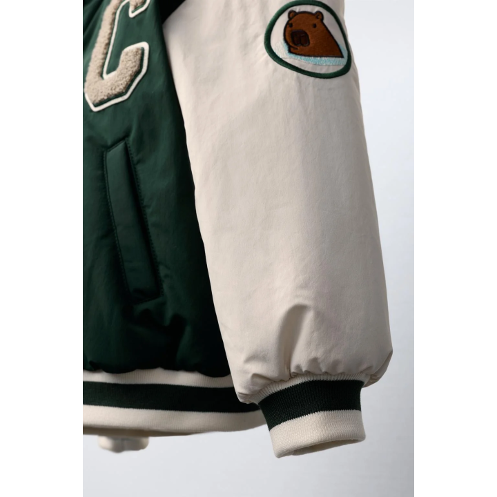 БОМБЕР СО СЪЕМНЫМ КАПЮШОНОМ И ФЛИСОВОЙ ПОДКЛАДКОЙ, НЕЙЛОН CAPIBARA CAPYFUN ©