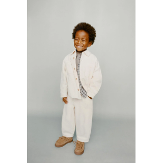 ВЕЛЬВЕТОВАЯ КУРТКА-РУБАШКА С КЛЕТЧАТОЙ ПОДКЛАДКОЙ