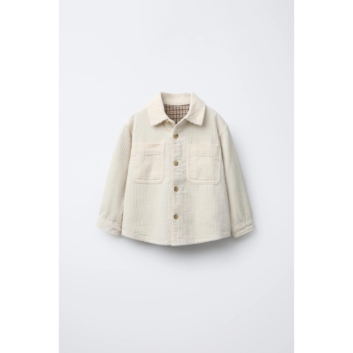 ВЕЛЬВЕТОВАЯ КУРТКА-РУБАШКА С КЛЕТЧАТОЙ ПОДКЛАДКОЙ