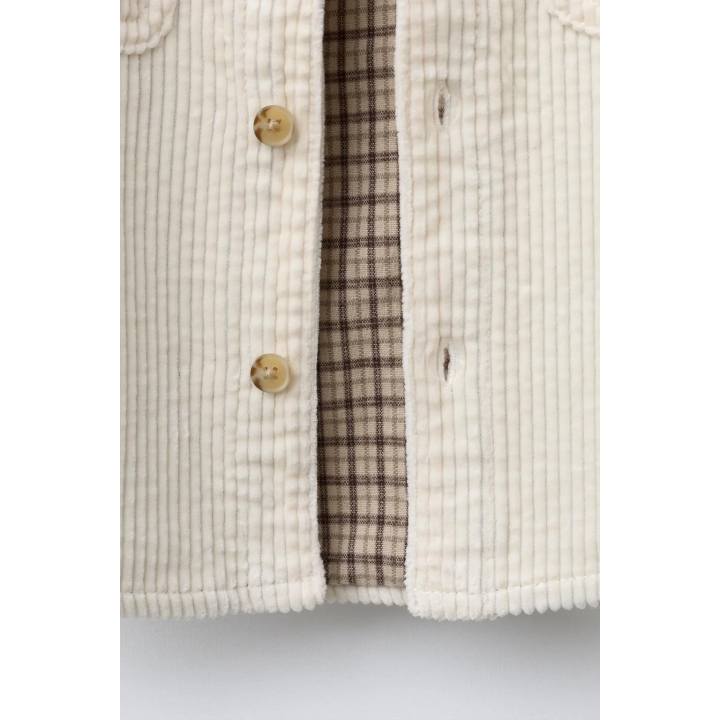 ВЕЛЬВЕТОВАЯ КУРТКА-РУБАШКА С КЛЕТЧАТОЙ ПОДКЛАДКОЙ