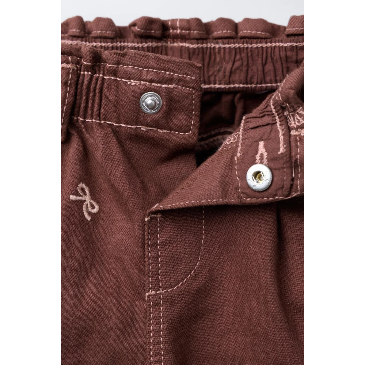 Багги-брюки с вышивкой цветов из твила