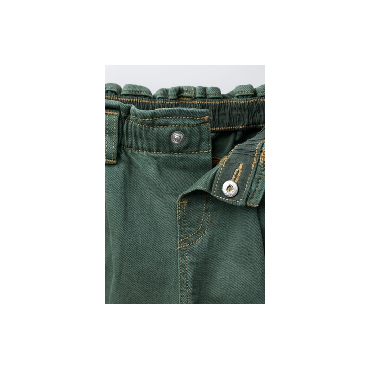 БРЮКИ-БАНАНЫ ИЗ ТВИЛА С ЦВЕТОЧНОЙ ВЫШИВКОЙ