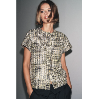 ЖИЛЕТ ИЗ РЕЛЬЕФНОЙ ТКАНИ С ПУГОВИЦАМИ — ZW COLLECTION