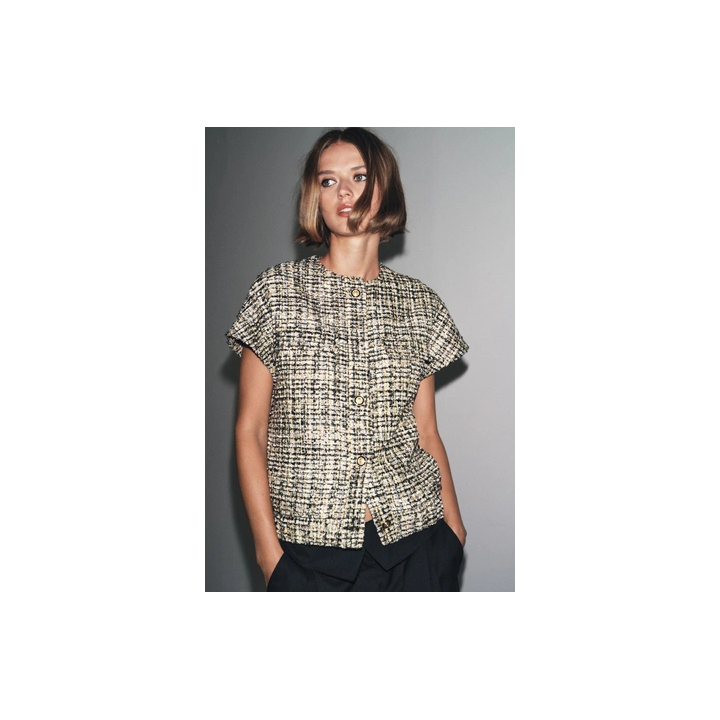 ЖИЛЕТ ИЗ РЕЛЬЕФНОЙ ТКАНИ С ПУГОВИЦАМИ — ZW COLLECTION