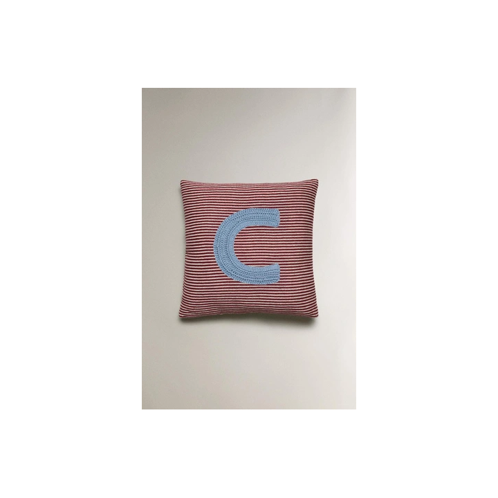 CHILDREN'S EMBROIDERED LETTER C CUSHION