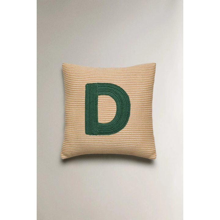CHILDREN'S EMBROIDERED LETTER D CUSHION
