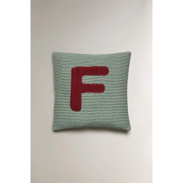 CHILDREN'S EMBROIDERED LETTER F CUSHION