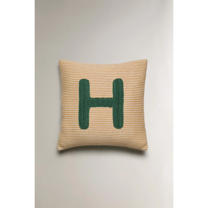 CHILDREN'S EMBROIDERED LETTER H CUSHION
