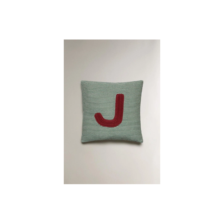 CHILDREN'S EMBROIDERED LETTER J CUSHION