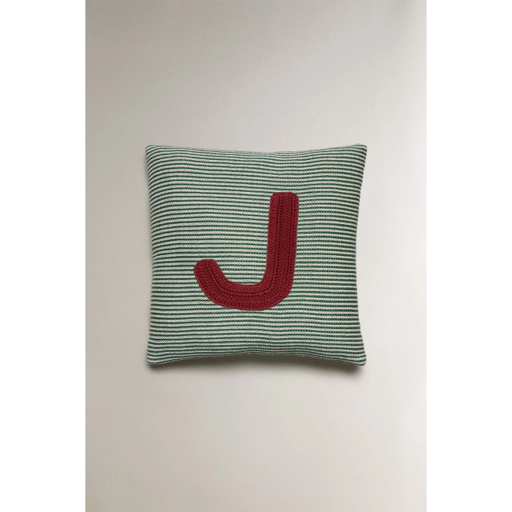 CHILDREN'S EMBROIDERED LETTER J CUSHION