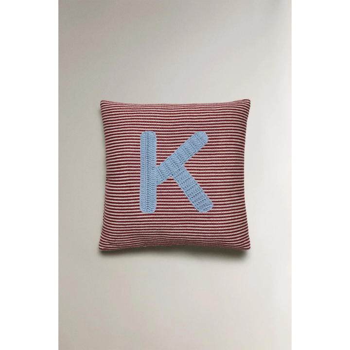 CHILDREN'S EMBROIDERED LETTER K CUSHION