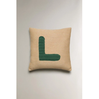 CHILDREN'S EMBROIDERED LETTER L CUSHION